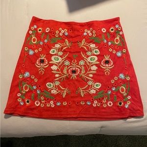 Red western mini skirt